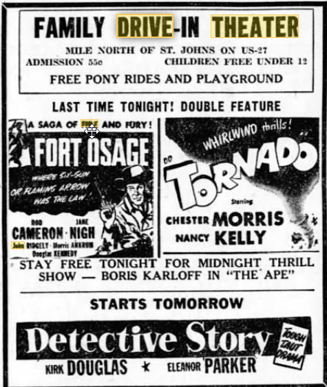 Family Drive-In Theatre - Ad From Aug 16 1952 (newer photo)